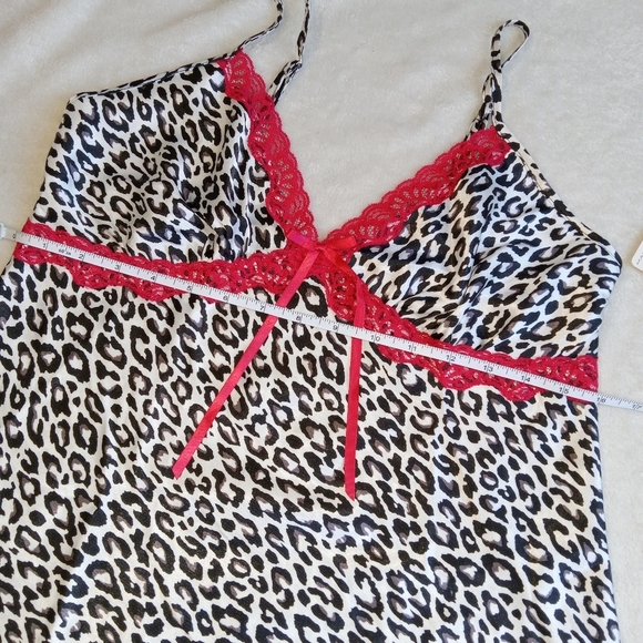 5 for $10 Maidenform NWT Silver Leopard Print & Red Lace Sleep Top size Small - Picture 6 of 7